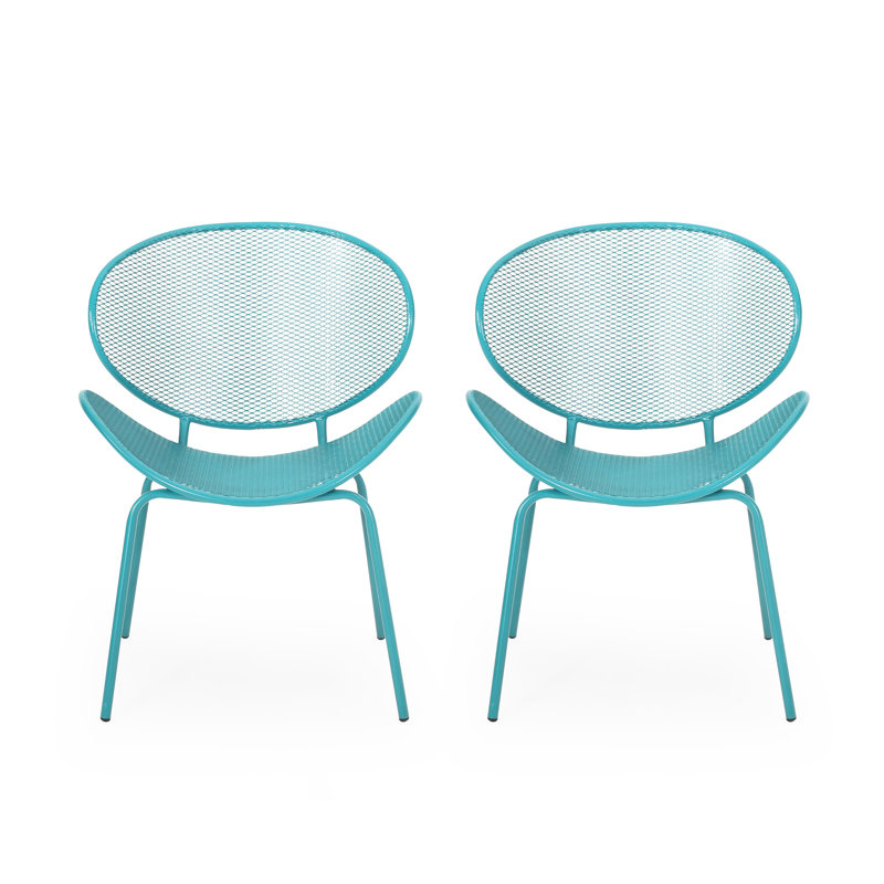 Teal Shell Chairs - Modern Design, Iron Frame, 26.06" D X 34.21" H For Garden Use Chair Shell, Mesh Seating, 24.82" W