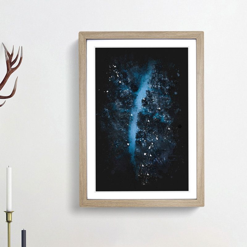 Walking Through The Forest - Single Picture Frame Painting on MDF, 33cm H x 24cm W x 2cm D, Oak Framed