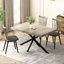Table de salle à manger rectangulaire avec capacité extensible, couleur grise, plaque noire, pied en fer, rangement, capacité de 165 lb, + table supérieure en métal, base de pied en métal, 6 places, charge fine de 165 lb-224301089