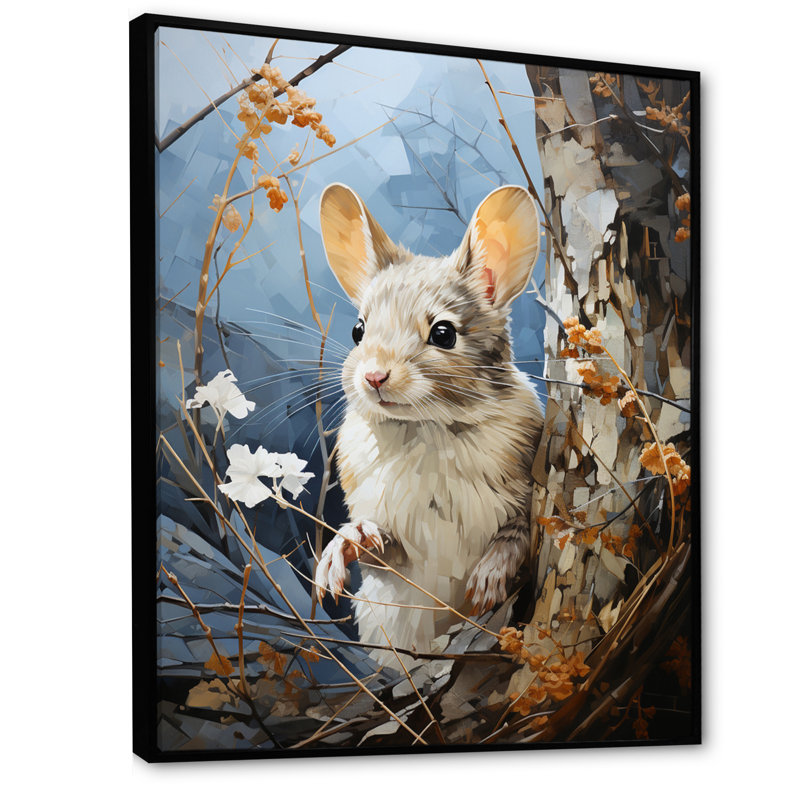 «Rodent Silent Observer Pastoral», reproduction d'art sur toile, H 40 po x l 30 po x P 1,5 po, Cadre flottant noir