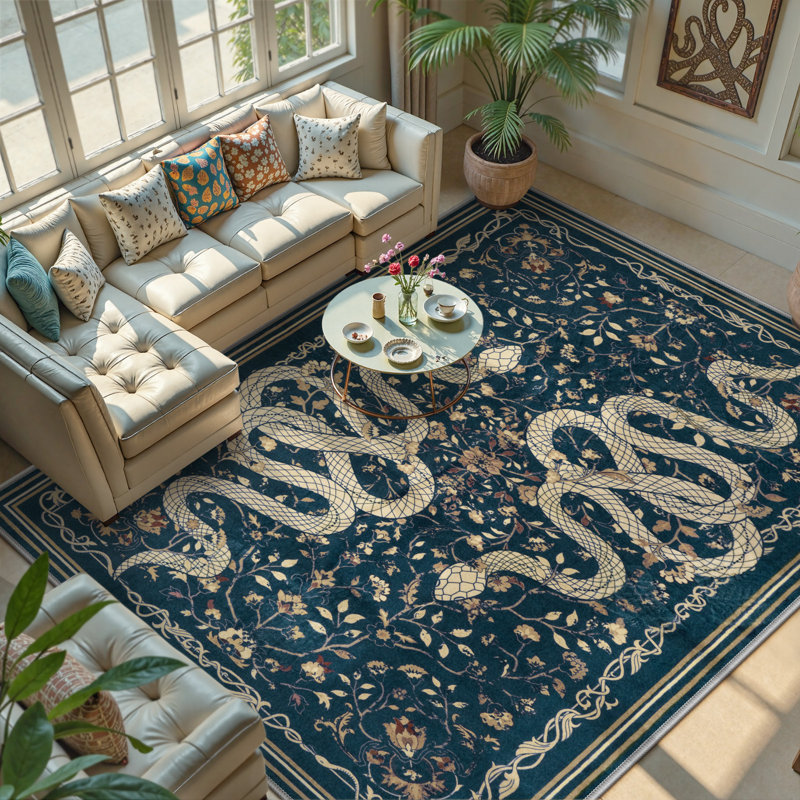 Tapis moelleux antidérapant pour salon Palos, Rectangulaire 8 pi x 10 pi