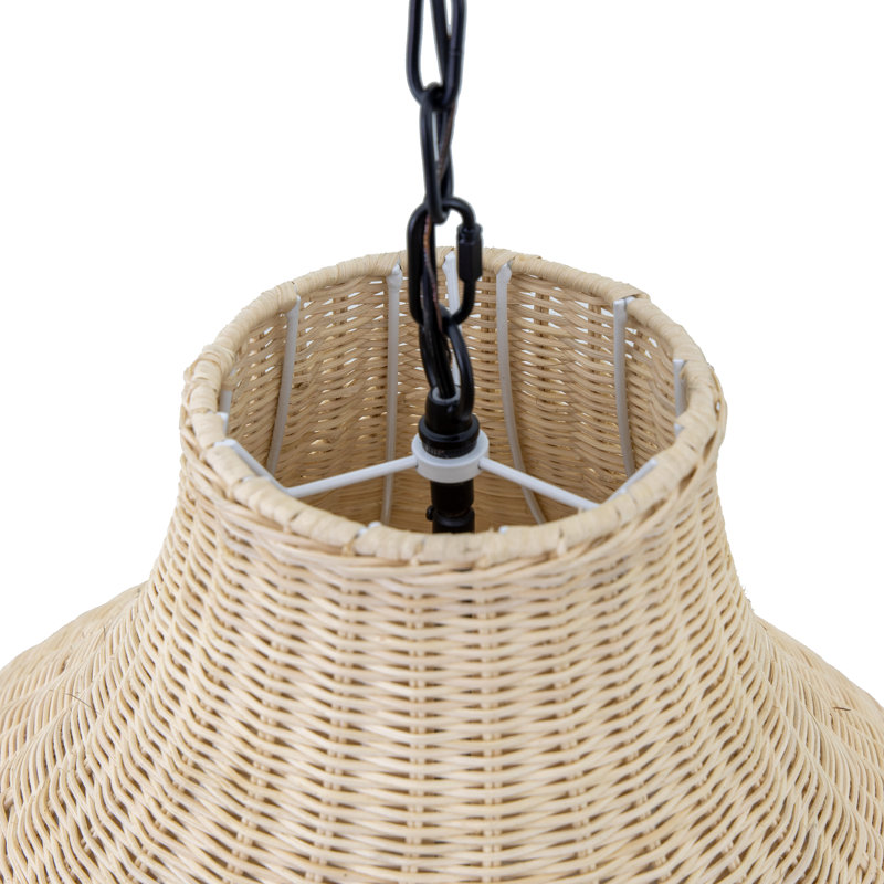 Grand luminaire suspendu en rotin 3 lumières, H 27 po x l 23,6 po x P 23,6 po