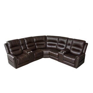 Leather Power Reclining Curved Sectional Symmetrical