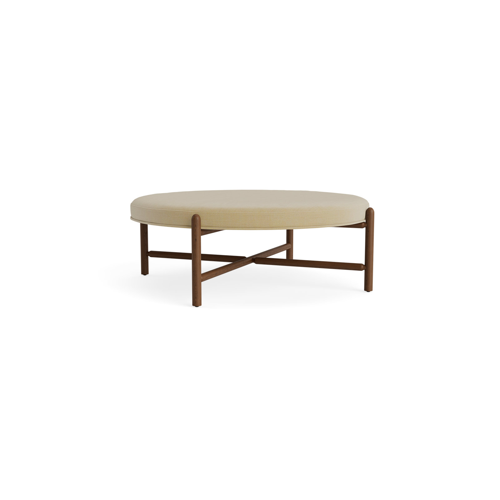 Vane 48" Round Ottoman, Walnut, Khaki