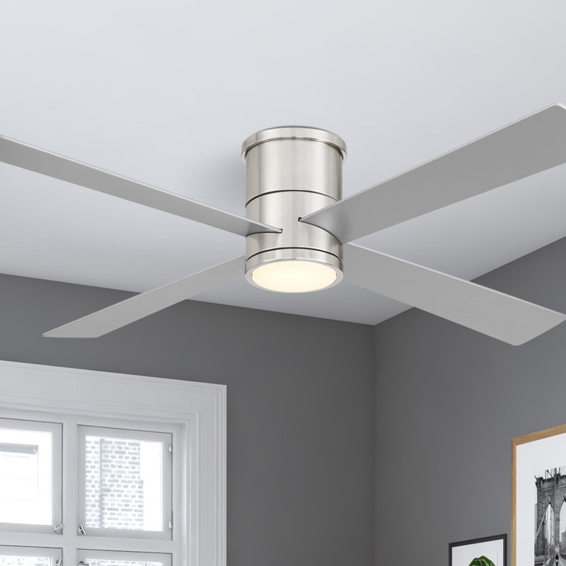 Falco 54" Led Flush Mount Ceiling Fan, Brushed Nickel, Brushed Nickel