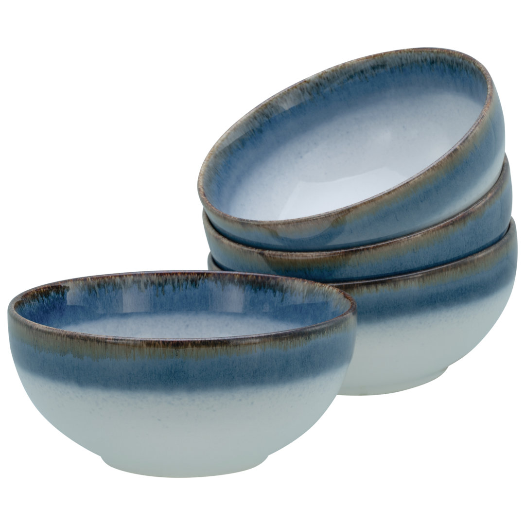 Cascade Buddha Bowls Blau, 4-teiliges Geschirrset, Buddha Bowl Set Aus Steinzeug