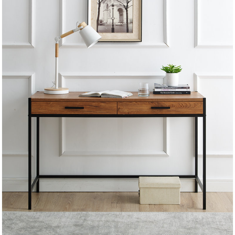 Harless Desk - 48" Modern Writing Desk with Storage Drawer, Oak Brown
