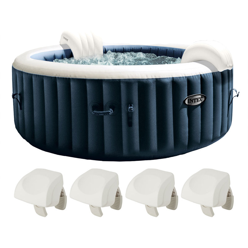 Intex 120 Volt 4 Person 140 - Jet Plastic Round Inflatable Hot Tub in Blue