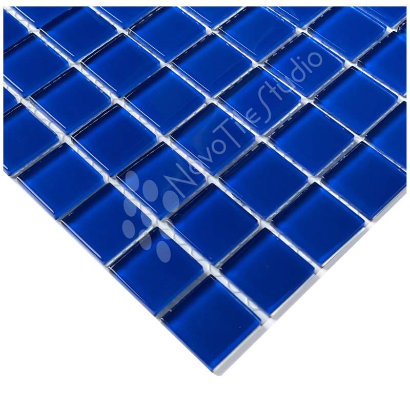 Carrelage mural et de sol en mosaïque de verre Maranello 1 po x 1 po, Bleu de cobalt