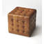 Leon Button Tufted Leather Ottoman-996551945