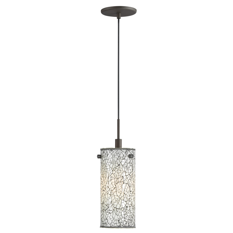 1 - Light Single Pendant, Nickel, Mosaic White Glass