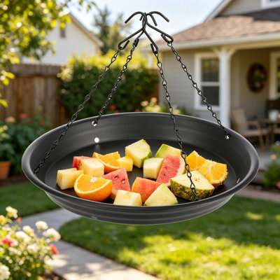 12.8 Inch Bird Seed Catcher Tray Platform Feeder For Hanging, Large Capacity Catches Falling Seed And Husks, Fits Most Bird Feeders, Outdoor Garden Backyard Use, Black
