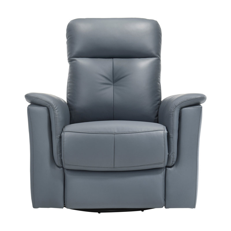 Blue Gray Leather Upholstered Reclining Chair Swivel Glider Motion Modern Living Room Furniture Comfort Chair 1Pc, Blue Gray