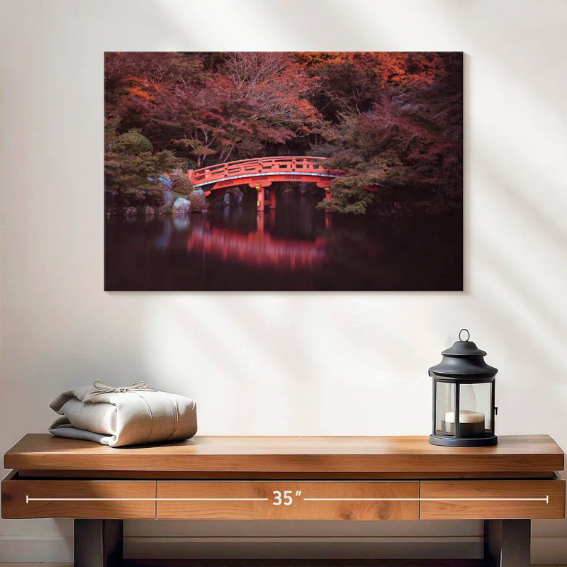 Lilie en automne au pont de Kyoto, H 16 po x l 24 po