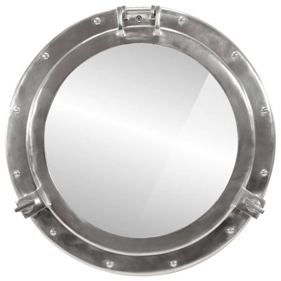 Porthole Mirror Wall Hanging Aluminium And Glass