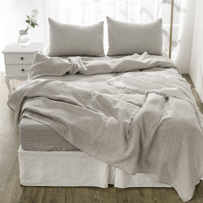 Cal-King Sheet Set Bed Set 4 Pc, Bedding Sheets & Pillowcases, Bed in a Bag, Gray