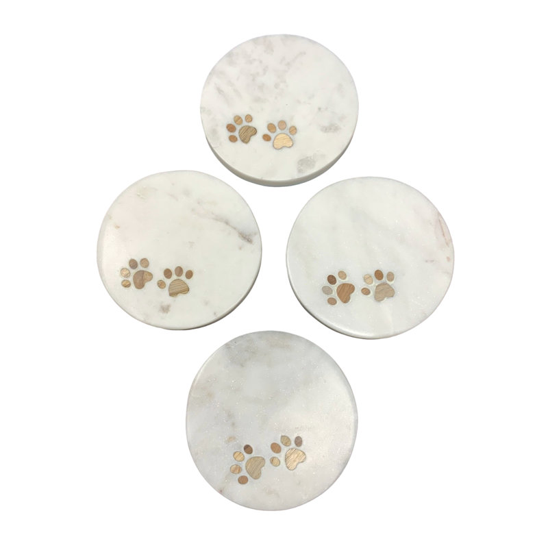 Ensemble de 4 sous-verres en marbre Paw