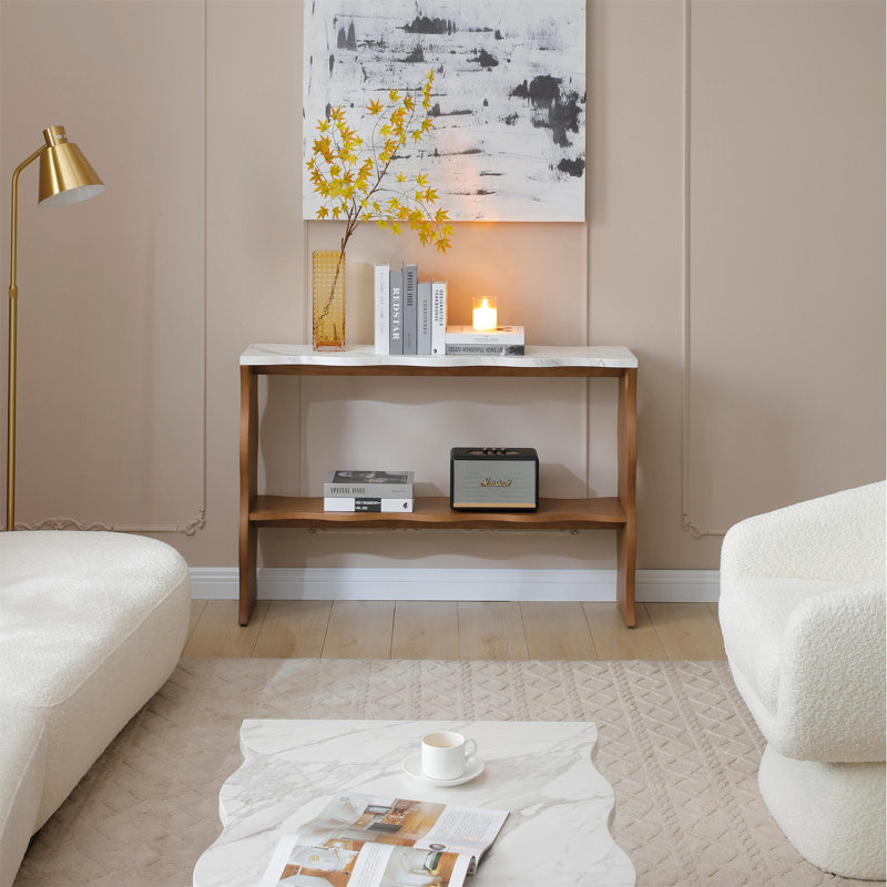 Console moderne 47,24 po Whisper Of Waves avec plateau en marbre blanc (table incluse seulement)
