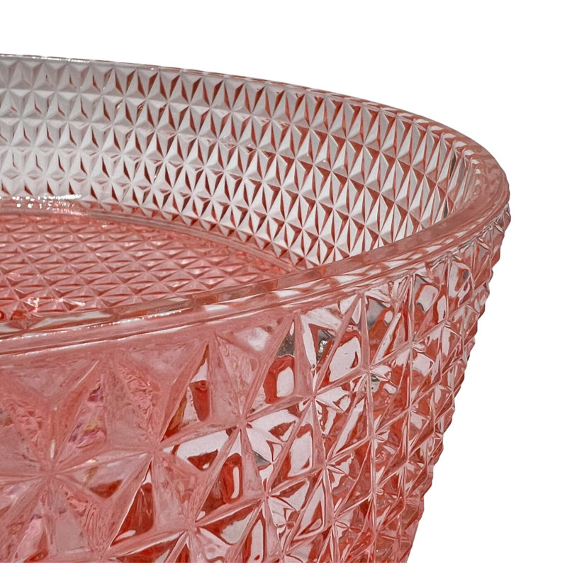 Lavabo de salle de bain rond en verre texturé 16 po Scotch - Collection Timeless, Rose, 16"