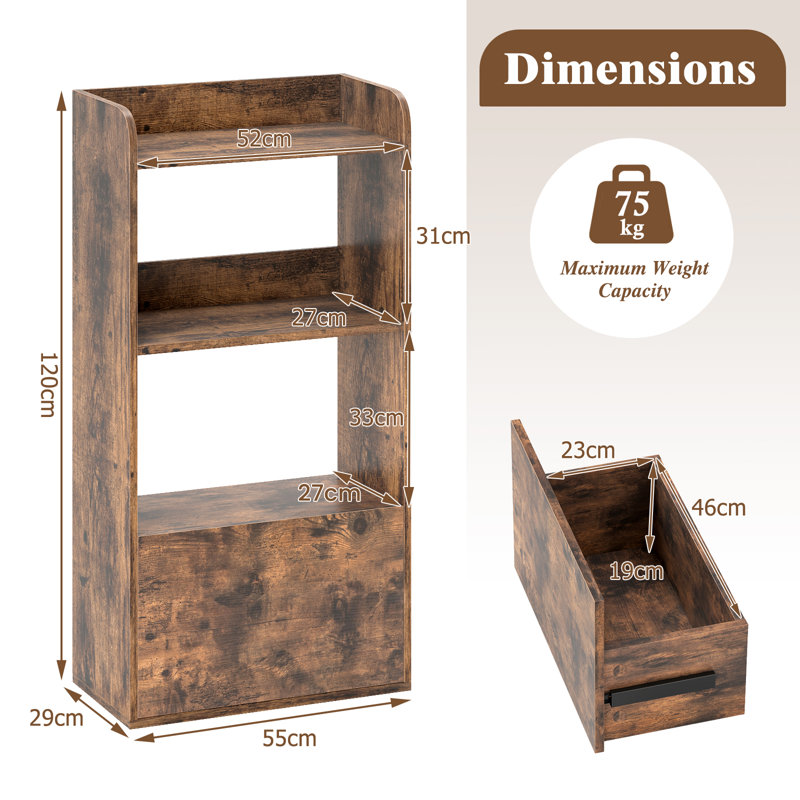 120cm H x 55cm W Book Cabinet Bookcase, Brown