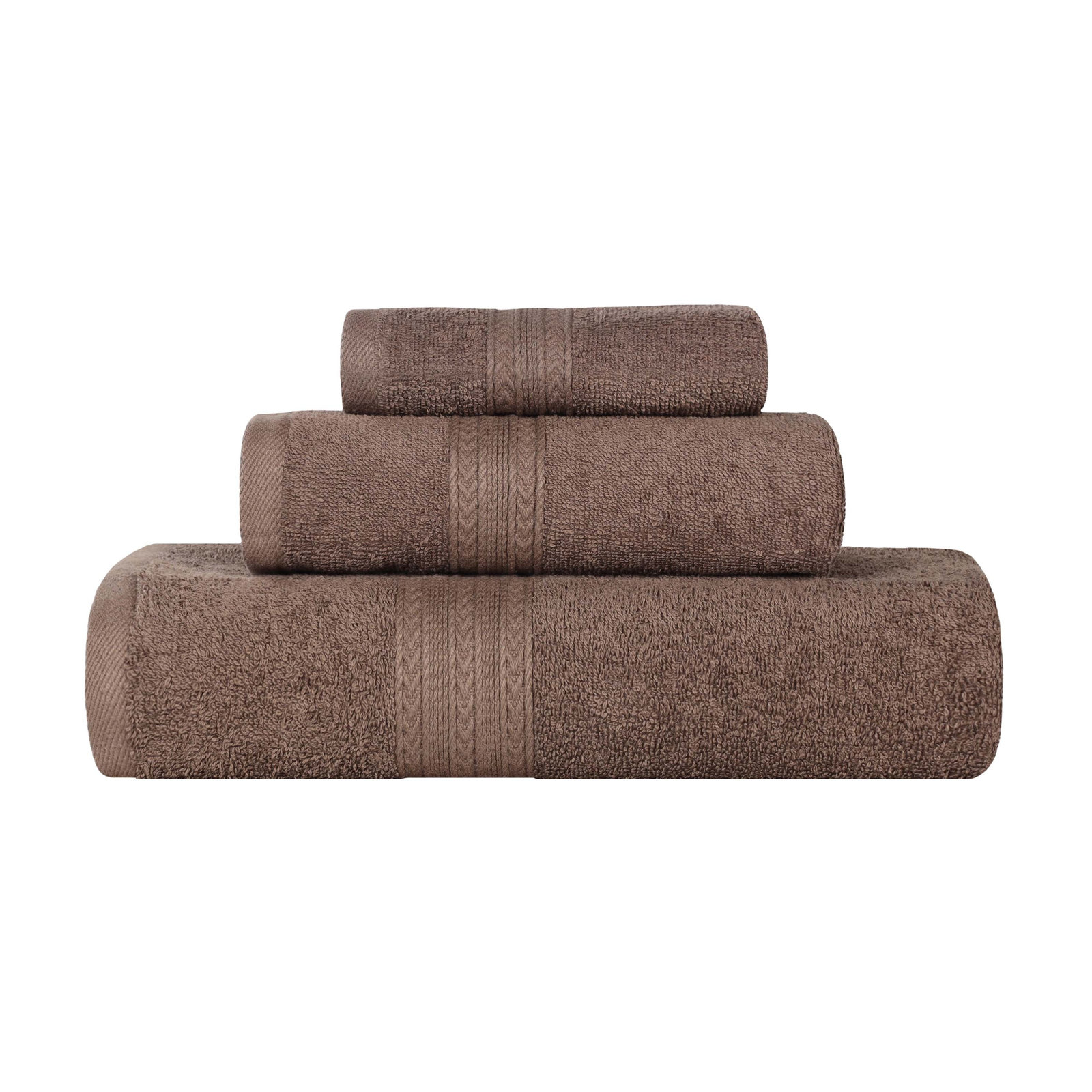 Asleigh 3-Piece Chevron Cotton Towel Set, Coffee