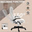 Fauteuil de bureau vibrant 6 points avec massage chauffant, dossier haut inclinable en lin, dossier inclinable, accoudoirs rembourrés et télécommande, blanc crème-1731077483
