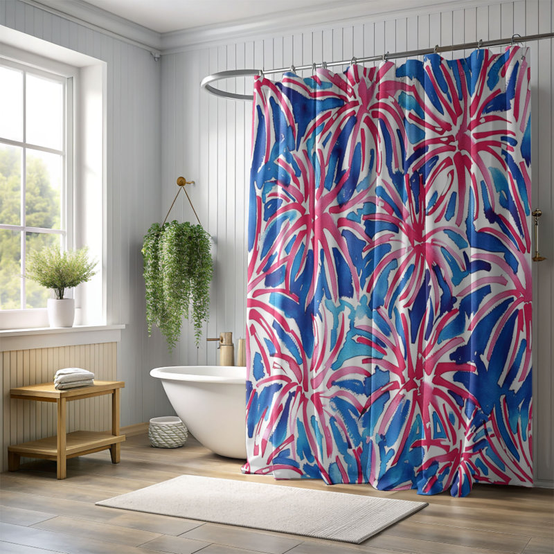 Rideaux de douche 1 pièce Stylish Explosions, H 74 po x l 71 po