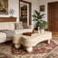 Table basse irrégulière avec plateau rabattable et compartiment de rangement caché-133488689