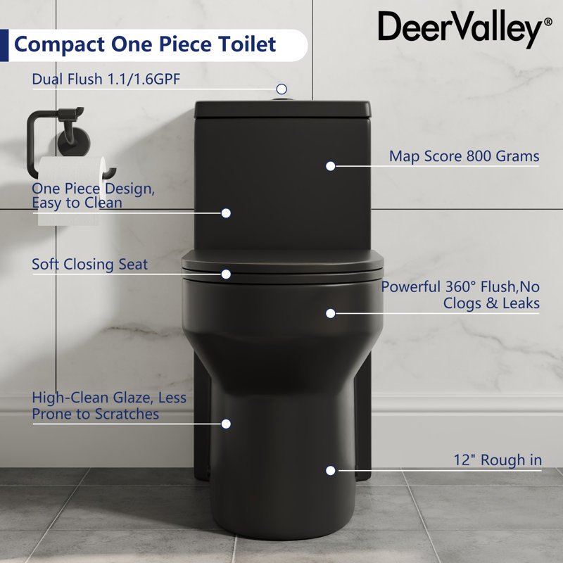 Matte Black Elongated Dual Flush High Efficiency Toilet