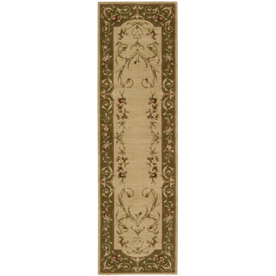 Tapis beige en laine à motif floral Payzley