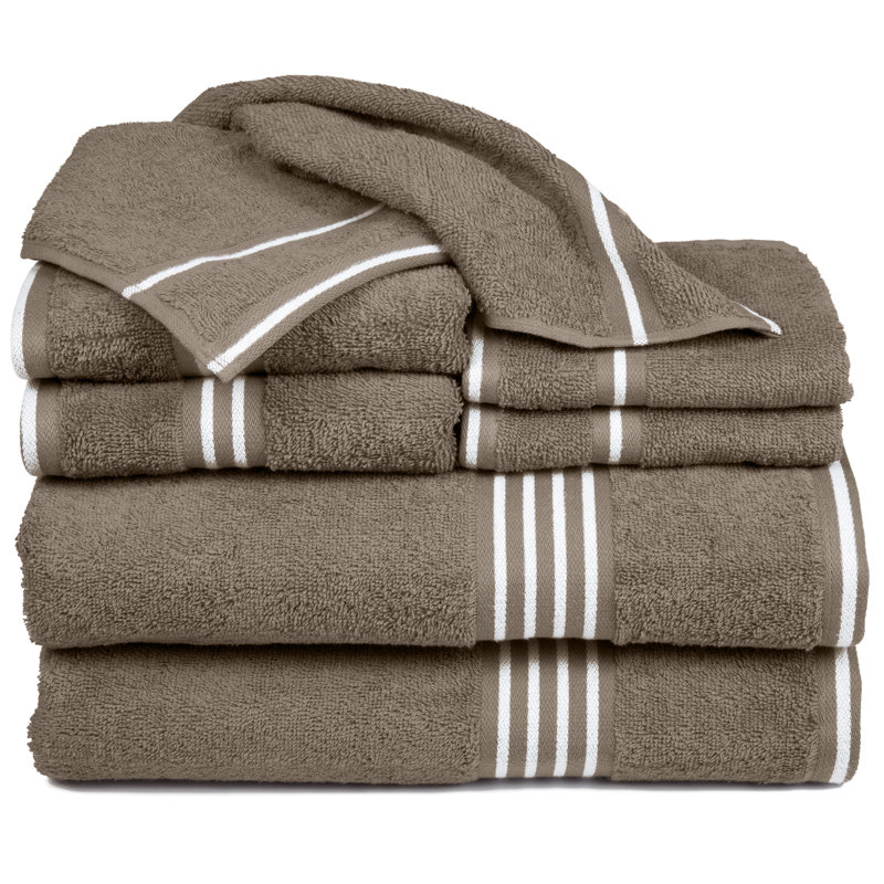 Bremen 8-Piece Towel Set - Cotton Bathroom Accessories with 2 Bath Towels, 2 Hand Towels, 2 Washcloths, and 2 Fingertip Towels