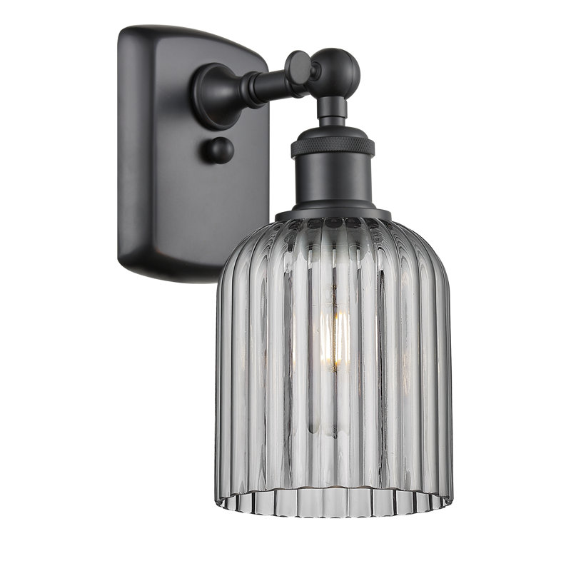 Applique à bras en acier Northgate, Noir mat, Gris fumée clair