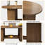 Table basse ovale de style Mid-Century cannelé avec base double et tablette de rangement pour le salon ou le bureau.
