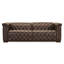Causeuse Chesterfield SS 89,5 po en cuir véritable avec accoudoirs roulés