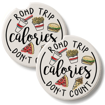 Road Trip Calories 2 Pack Stone Car Coasters