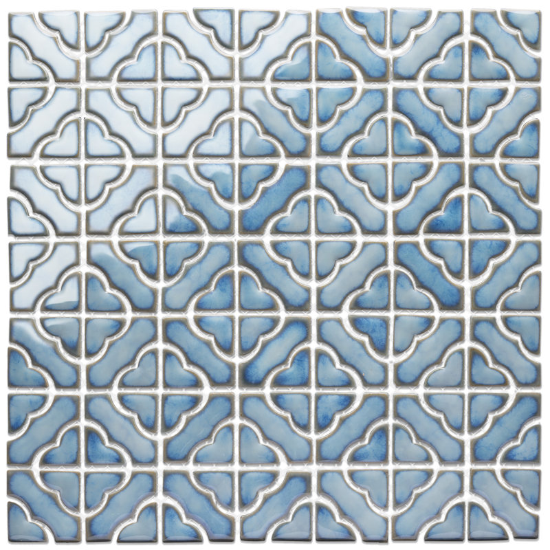 Hudson Tower 12 In. X 12 In. Porcelain Mosaic Tile, Blue
