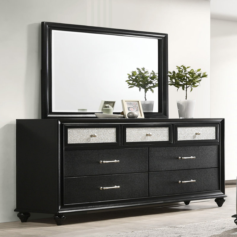 Commode de chambre à coucher à 1 tiroir de luxe Glam 1pc