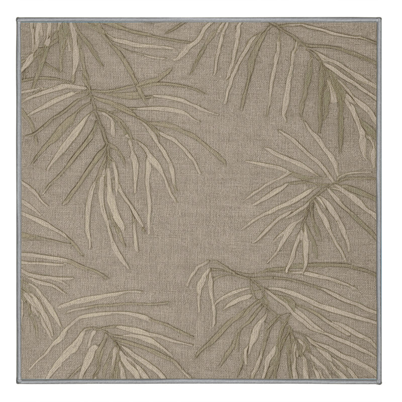 Washable Minimalist Palms Hawaiian Area Rug, Square 7'