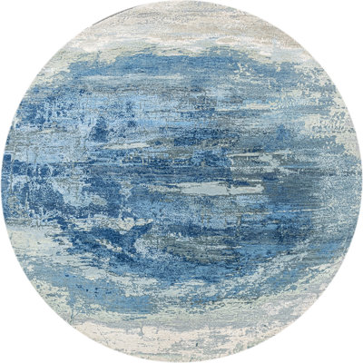 High-Quality Hand-Knotted Silver And Blue Area Rug