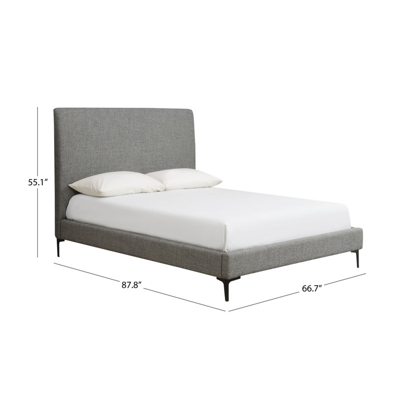 Jadan Upholstered Platform Bed, Gray, Queen