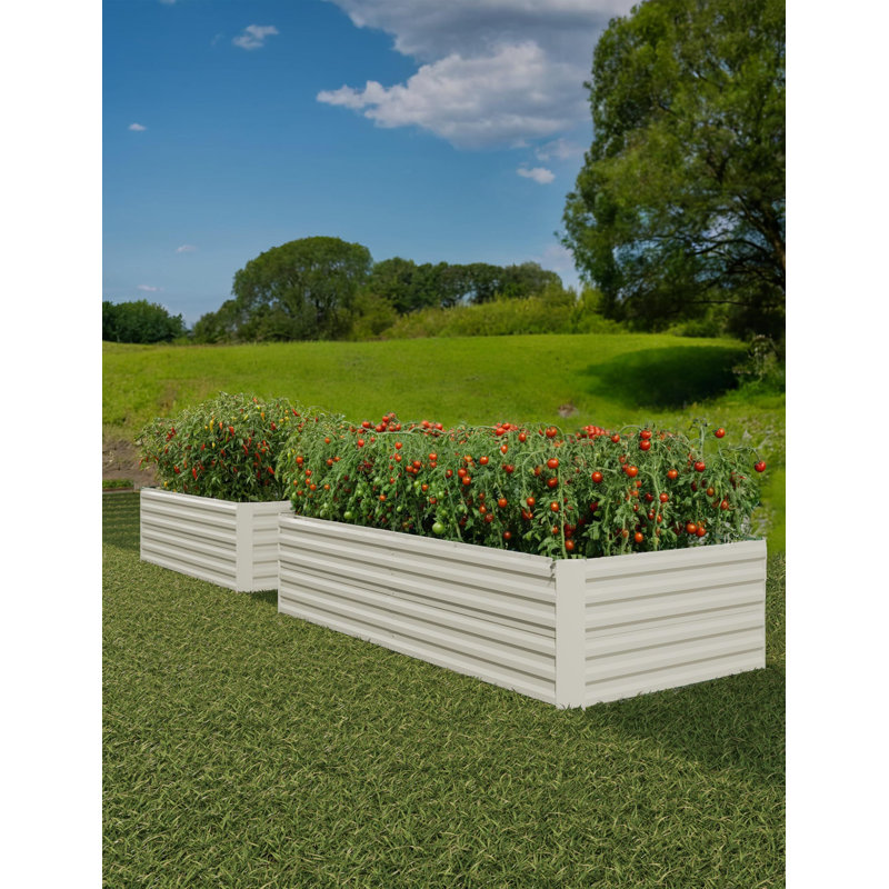 Steel Raised Garden Bed, Beige, 2, 24" H x 96" W x 48" D