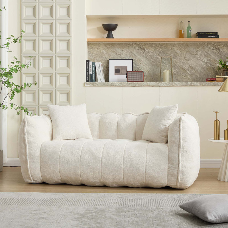 Boneless Sofas Chenille Sofa, Bean Bag, Beige