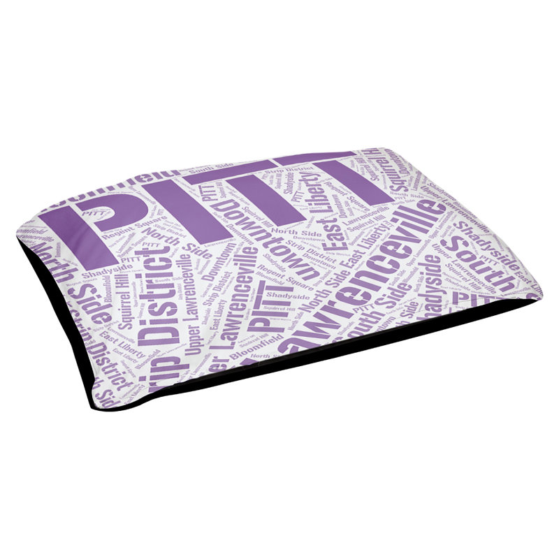 Coussin de chien « districts », Très grand (H 17 po x l 50 po x P 40 po), Pittsburgh, Mauve