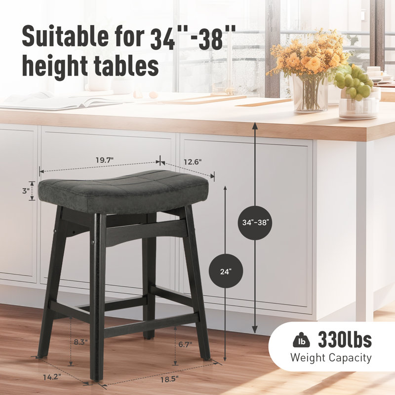 Tabouret de comptoir 24 po Amberlynn, Noir
