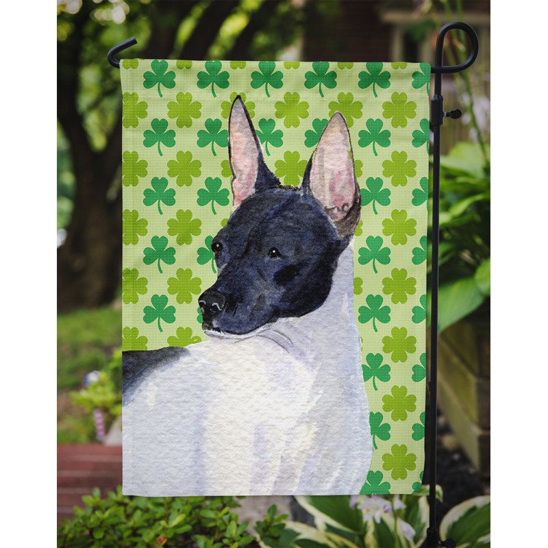 Drapeau de jardin à 2 côtés st. patrick day trèfle, Rat terrier