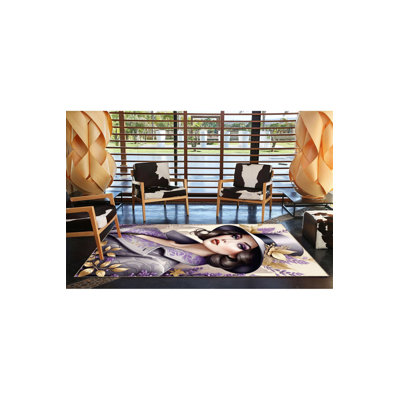 Tapis mauve à motif tissé mauve avec accessoires