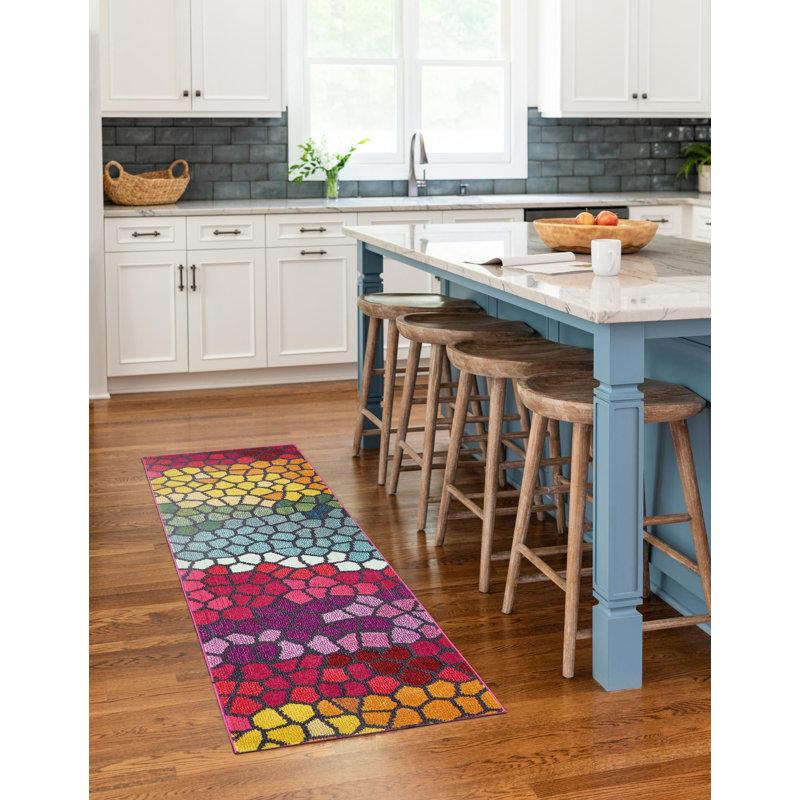 Jesusa Washable Geometric Indoor Rug, Runner 2'2" x 6'9"