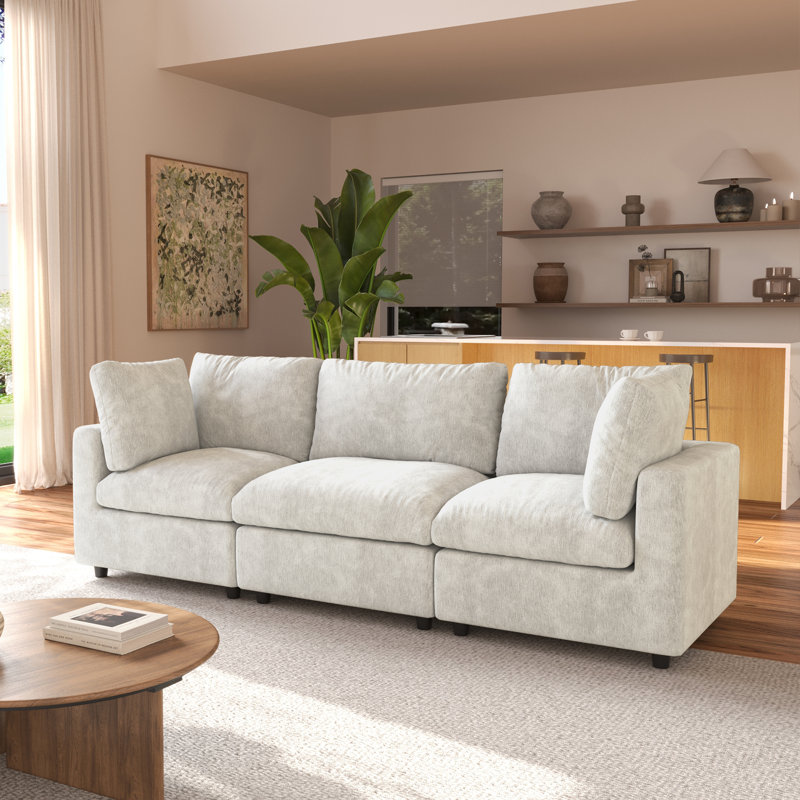 Canapé rembourré 100,5 po Kessi, Beige