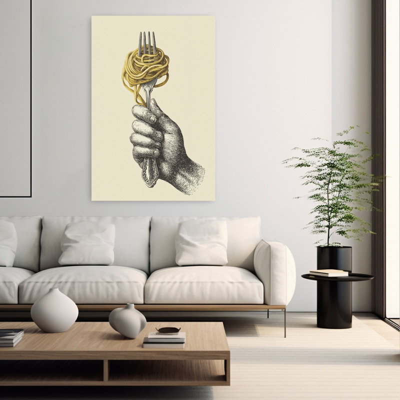 Hand Holding Spaghetti Fork by Andreas Magnusson - Wrapped Canvas Print, 152.4 cm H x 101.6 cm W
