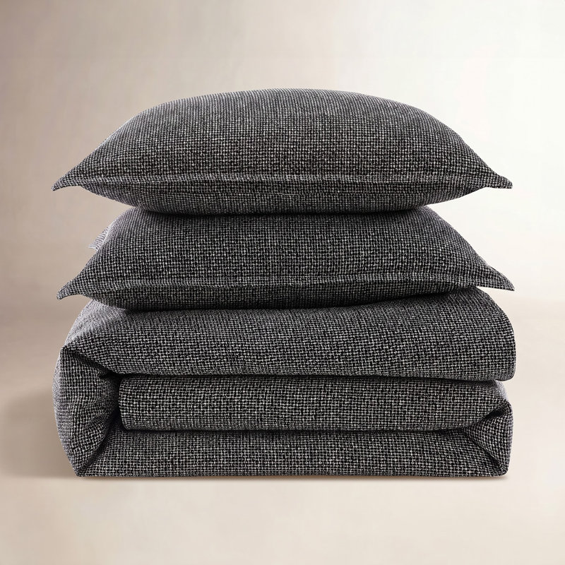 Ensemble de housse de couette Tweed, Housse de couette très grand et 2 très grandes t, Noir, noir, noir, noir